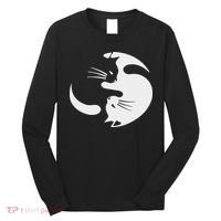 Yin Yang Cat Symbol Cute Black And White Cat Kitty Halloween Long Sleeve Shirt thumb 0