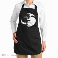 Yin Yang Cat Symbol Cute Black And White Cat Kitty Halloween Apron thumb 2