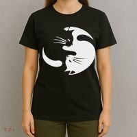 Yin Yang Cat Symbol Cute Black And White Cat Kitty Halloween T-Shirt thumb 4