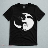 Yin Yang Cat Symbol Cute Black And White Cat Kitty Halloween T-Shirt thumb 5