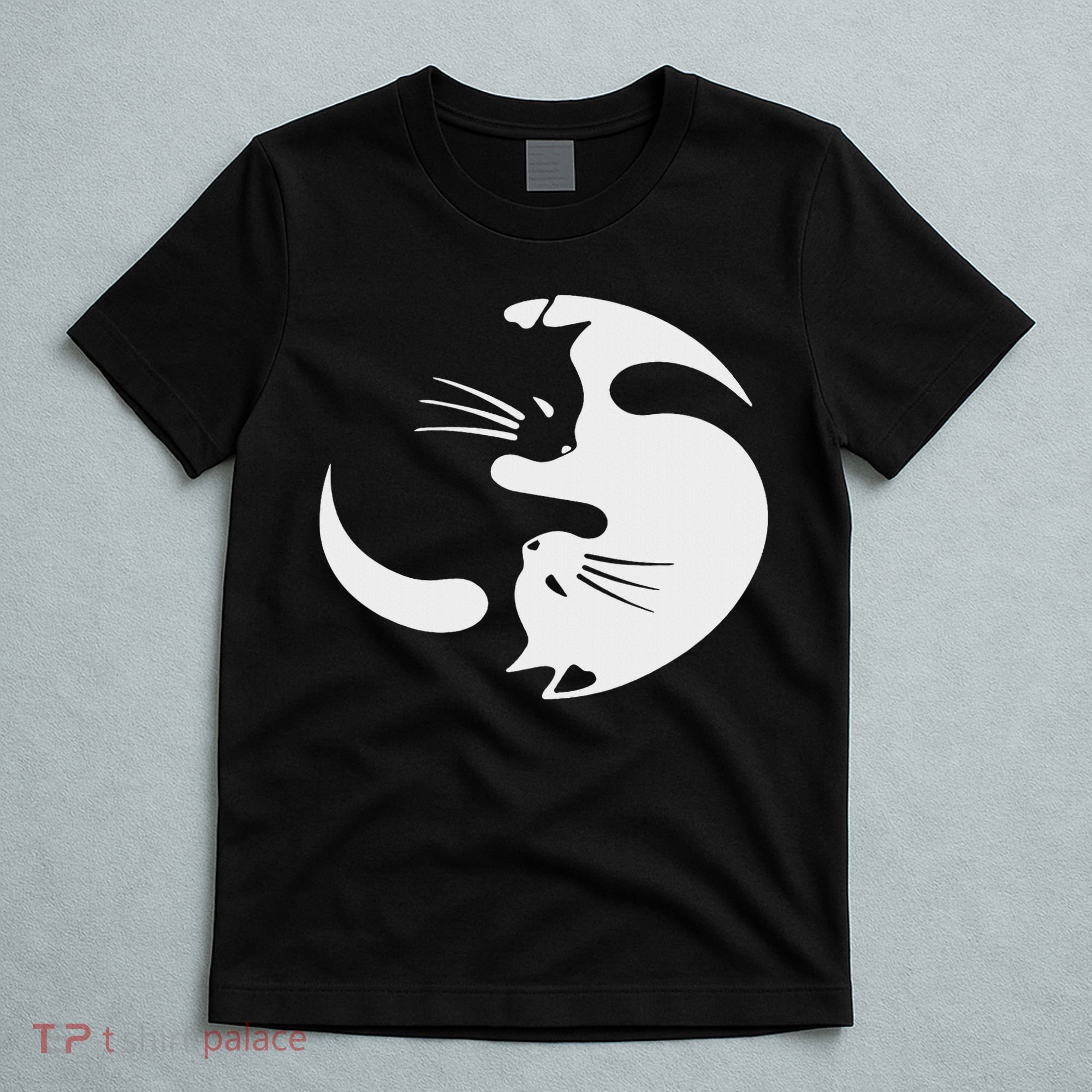 Yin Yang Cat Symbol Cute Black And White Cat Kitty Halloween T-Shirt