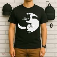Yin Yang Cat Symbol Cute Black And White Cat Kitty Halloween T-Shirt thumb 6