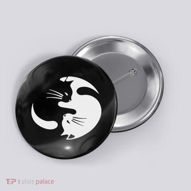 Yin Yang Cat Symbol Cute Black And White Cat Kitty Halloween Button