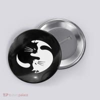 Yin Yang Cat Symbol Cute Black And White Cat Kitty Halloween Button thumb 0