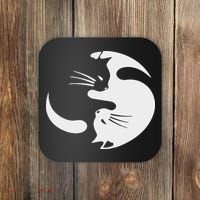 Yin Yang Cat Symbol Cute Black And White Cat Kitty Halloween Coaster thumb 0