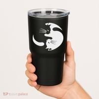 Yin Yang Cat Symbol Cute Black And White Cat Kitty Halloween Tumbler thumb 2