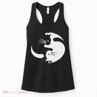 Yin Yang Cat Symbol Cute Black And White Cat Kitty Halloween Women's Tank Top thumb 0