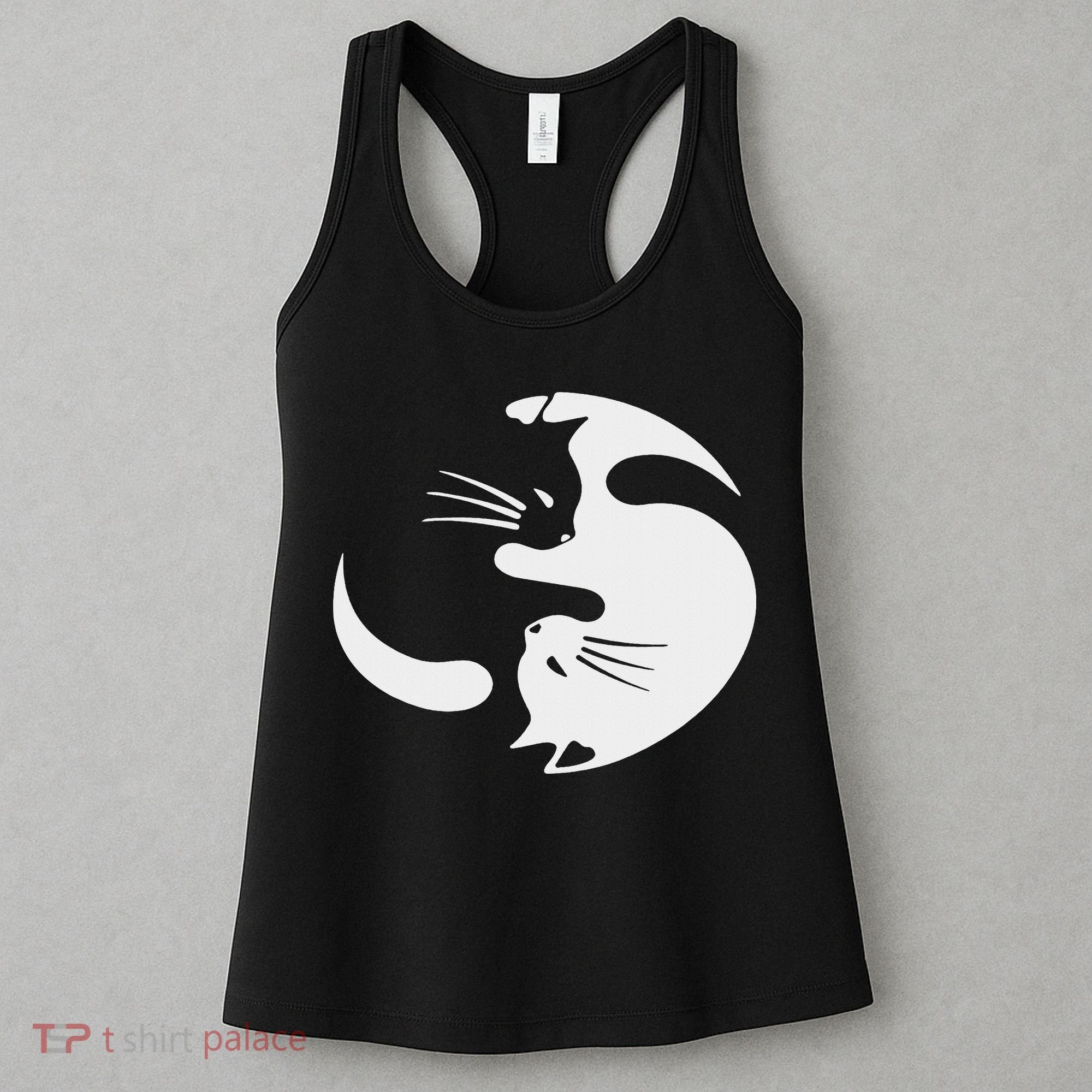 Yin Yang Cat Symbol Cute Black And White Cat Kitty Halloween Women's Tank Top
