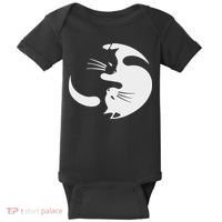 Yin Yang Cat Symbol Cute Black And White Cat Kitty Halloween Baby Bodysuit thumb 0
