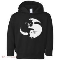 Yin Yang Cat Symbol Cute Black And White Cat Kitty Halloween Toddler Hoodie thumb 0