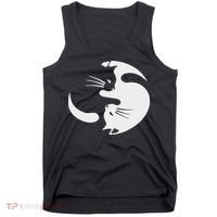 Yin Yang Cat Symbol Cute Black And White Cat Kitty Halloween Tank Top thumb 0