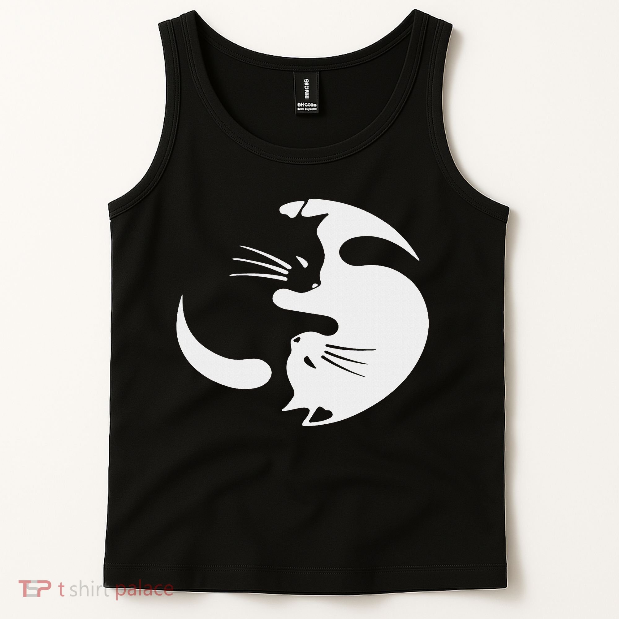Yin Yang Cat Symbol Cute Black And White Cat Kitty Halloween Tank Top