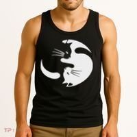 Yin Yang Cat Symbol Cute Black And White Cat Kitty Halloween Tank Top thumb 3