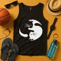 Yin Yang Cat Symbol Cute Black And White Cat Kitty Halloween Tank Top thumb 4
