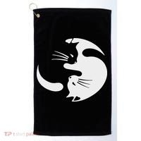 Yin Yang Cat Symbol Cute Black And White Cat Kitty Halloween Golf Towel thumb 0