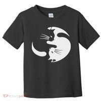 Yin Yang Cat Symbol Cute Black And White Cat Kitty Halloween Toddler T-Shirt thumb 0