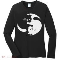 Yin Yang Cat Symbol Cute Black And White Cat Kitty Halloween Women's Long Sleeve Shirt thumb 0