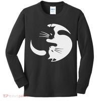 Yin Yang Cat Symbol Cute Black And White Cat Kitty Halloween Kids Long Sleeve Shirt thumb 0