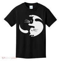 Yin Yang Cat Symbol Cute Black And White Cat Kitty Halloween Kids T-Shirt thumb 0