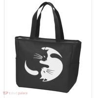 Yin Yang Cat Symbol Cute Black And White Cat Kitty Halloween Tote Bag thumb 3