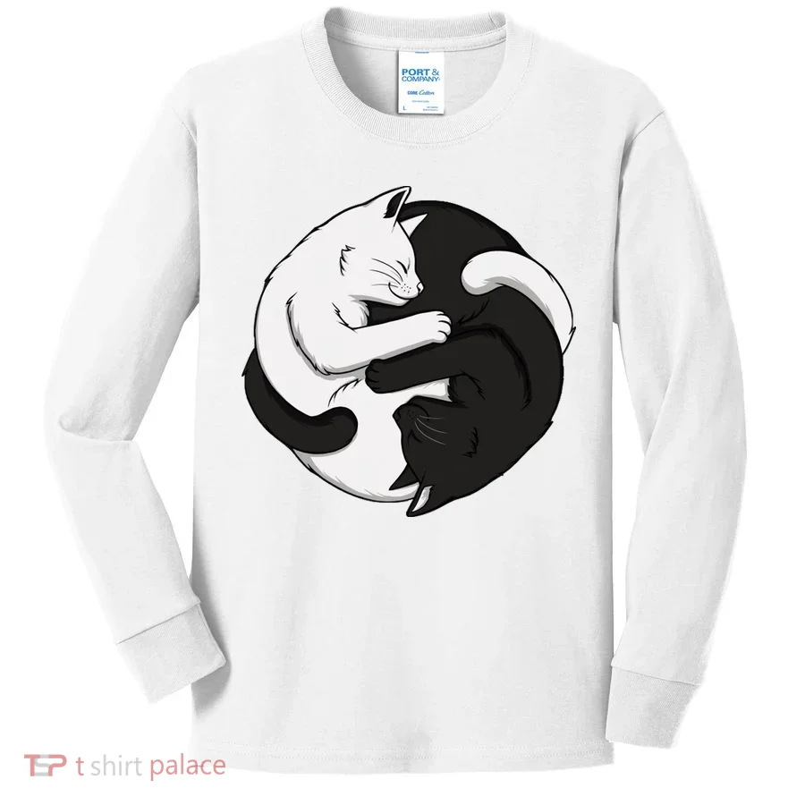 Yin Yang Cats Kids Long Sleeve Shirt