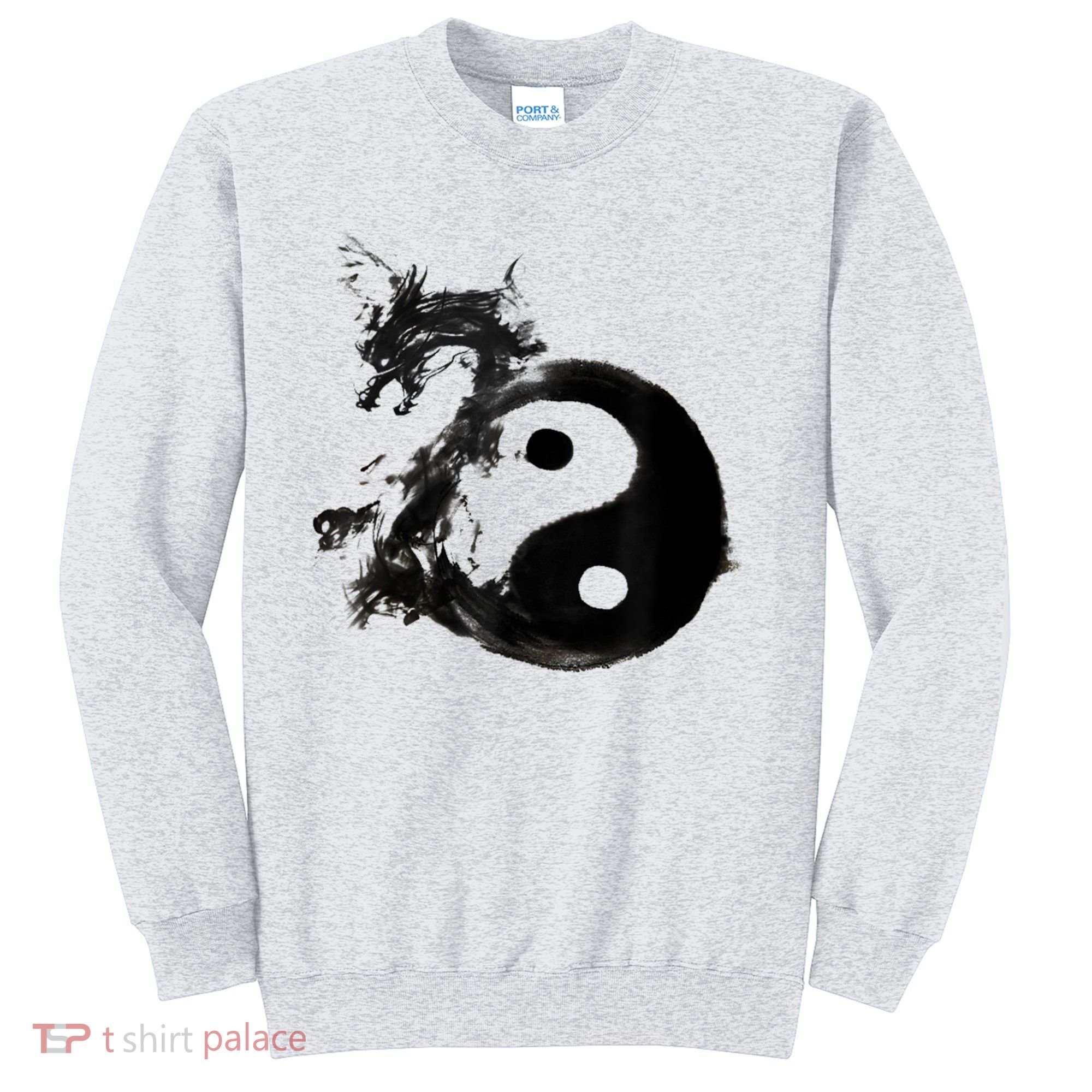 Yin Yang Dragon Water Ink Chinese Tai Chi Sweatshirt