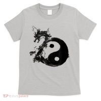 Yin Yang Dragon Water Ink Chinese Tai Chi T-Shirt thumb 0