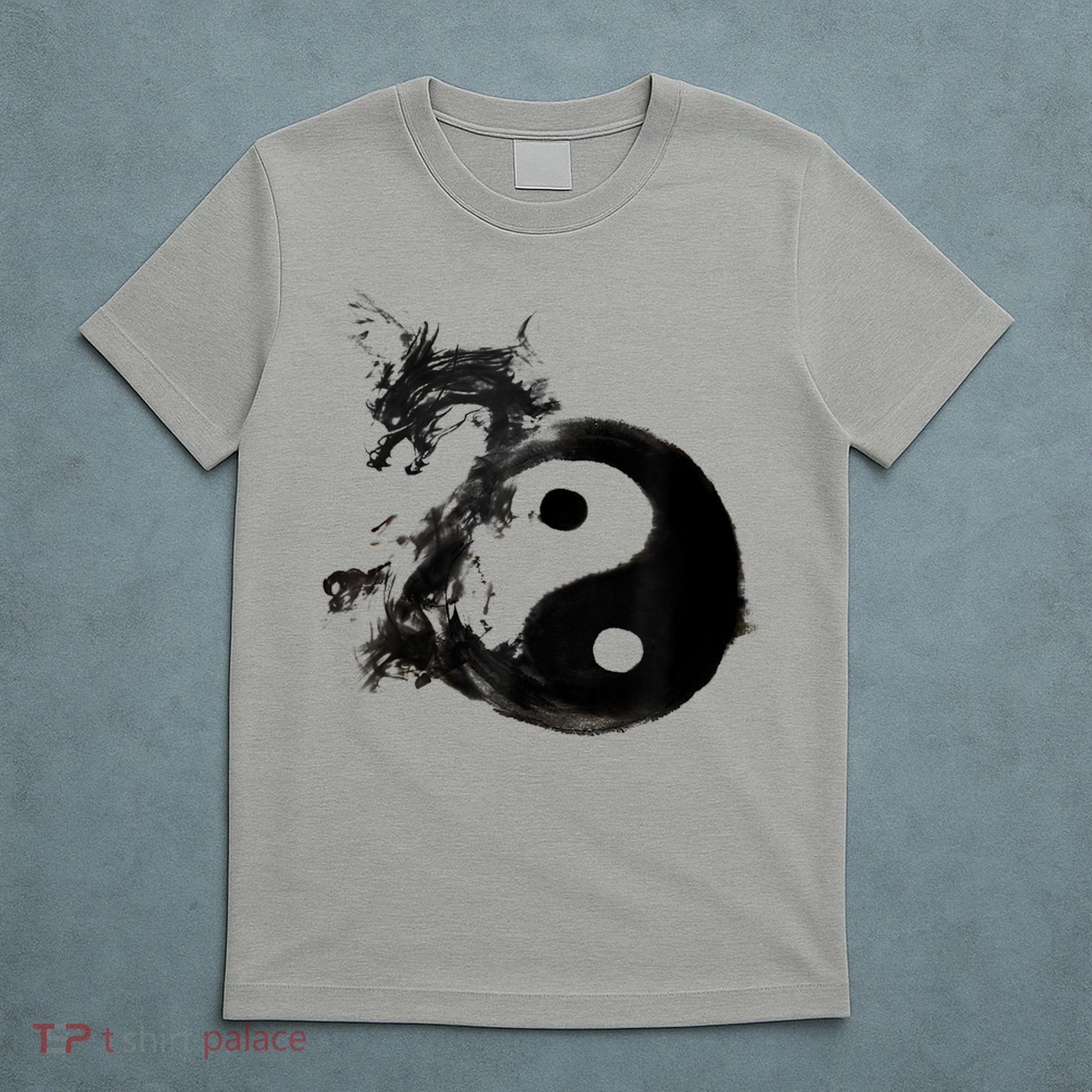 Yin Yang Dragon Water Ink Chinese Tai Chi T-Shirt