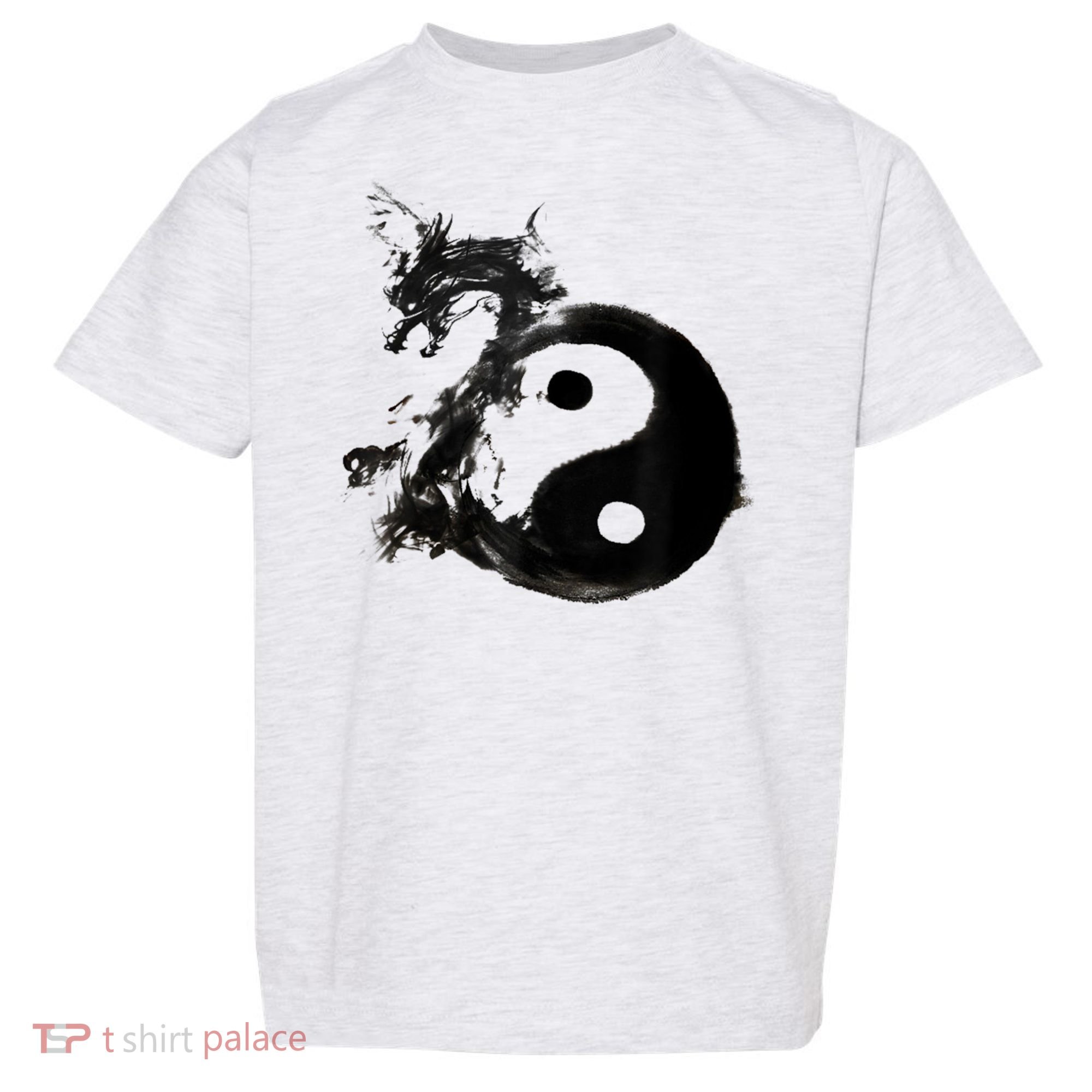 Yin Yang Dragon Water Ink Chinese Tai Chi Toddler T-Shirt