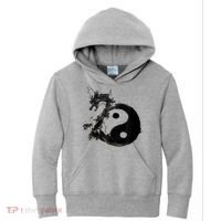 Yin Yang Dragon Water Ink Chinese Tai Chi Kids Hoodie thumb 0