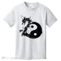 Yin Yang Dragon Water Ink Chinese Tai Chi Kids T-Shirt thumb 0