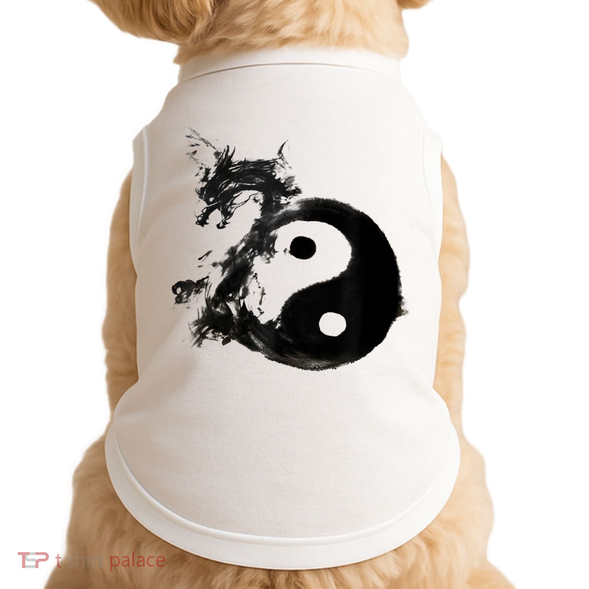 Yin Yang Dragon Water Ink Chinese Tai Chi Doggie Tank