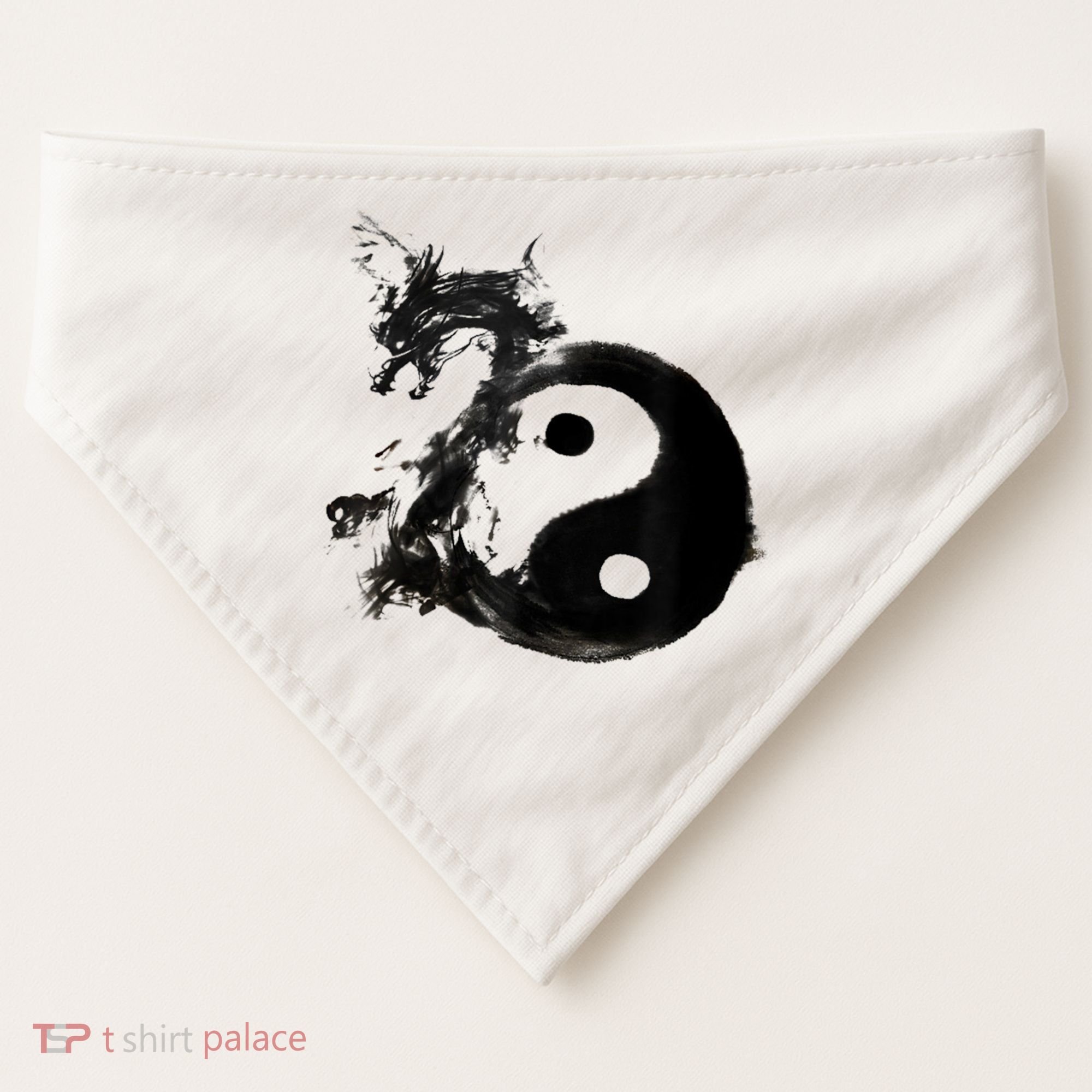 Yin Yang Dragon Water Ink Chinese Tai Chi USA-Made Doggie Bandana