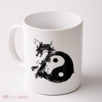 Yin Yang Dragon Water Ink Chinese Tai Chi Coffee Mug thumb 0