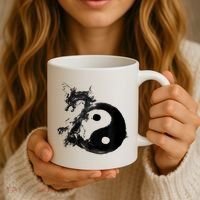 Yin Yang Dragon Water Ink Chinese Tai Chi Coffee Mug thumb 3