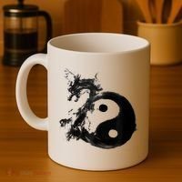 Yin Yang Dragon Water Ink Chinese Tai Chi Coffee Mug thumb 4