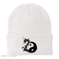 Yin Yang Dragon Water Ink Chinese Tai Chi Beanie thumb 0
