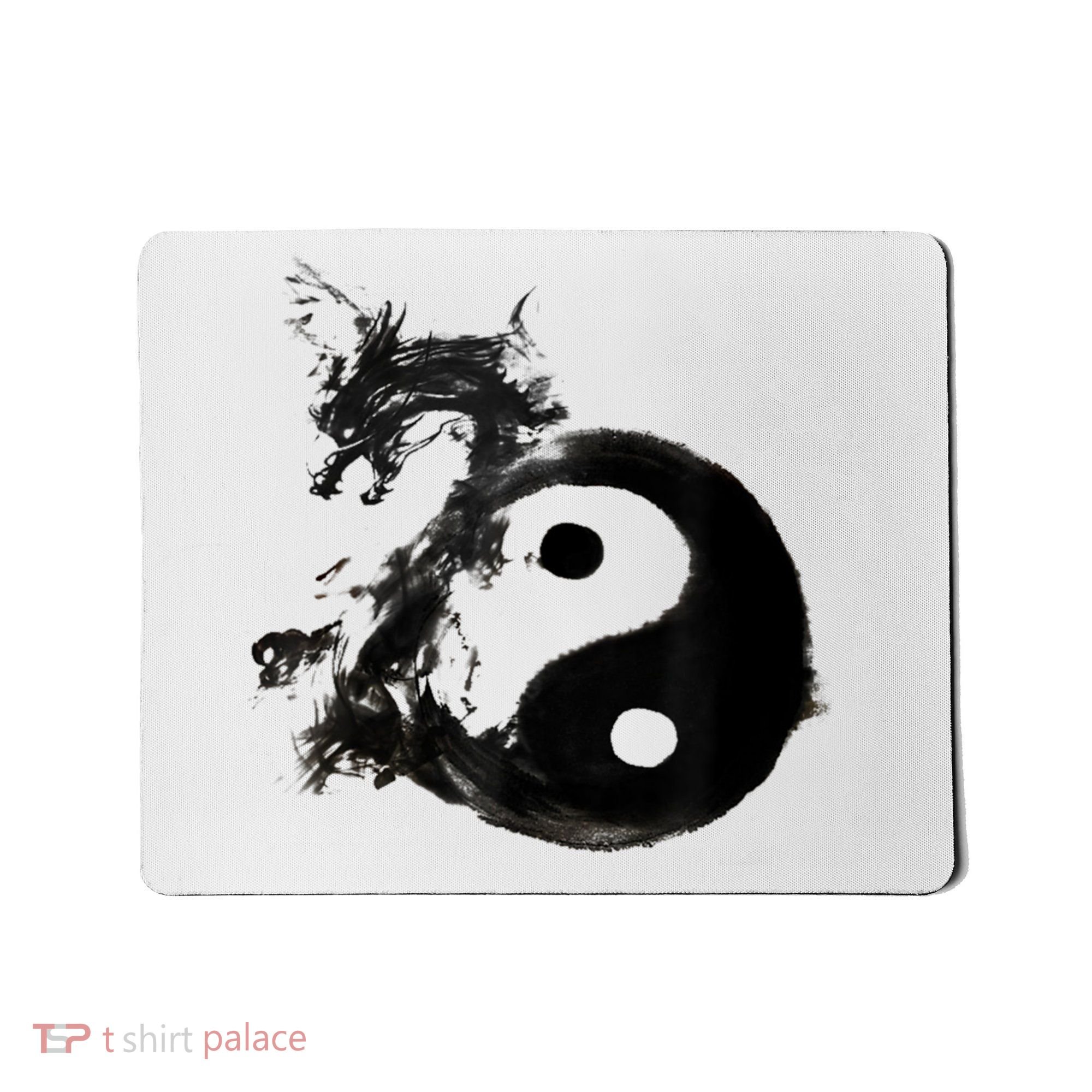 Yin Yang Dragon Water Ink Chinese Tai Chi Mousepad