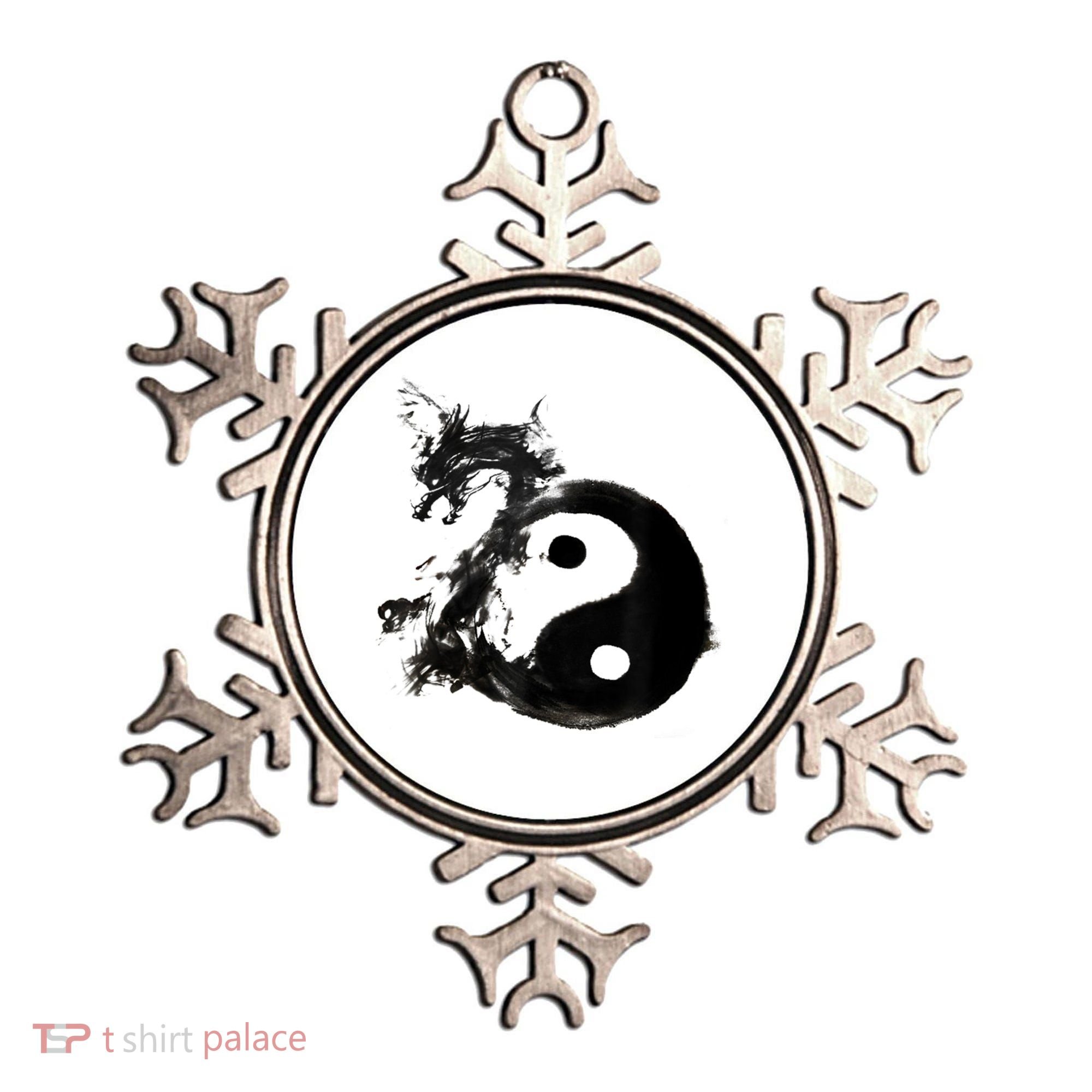 Yin Yang Dragon Water Ink Chinese Tai Chi Ornament