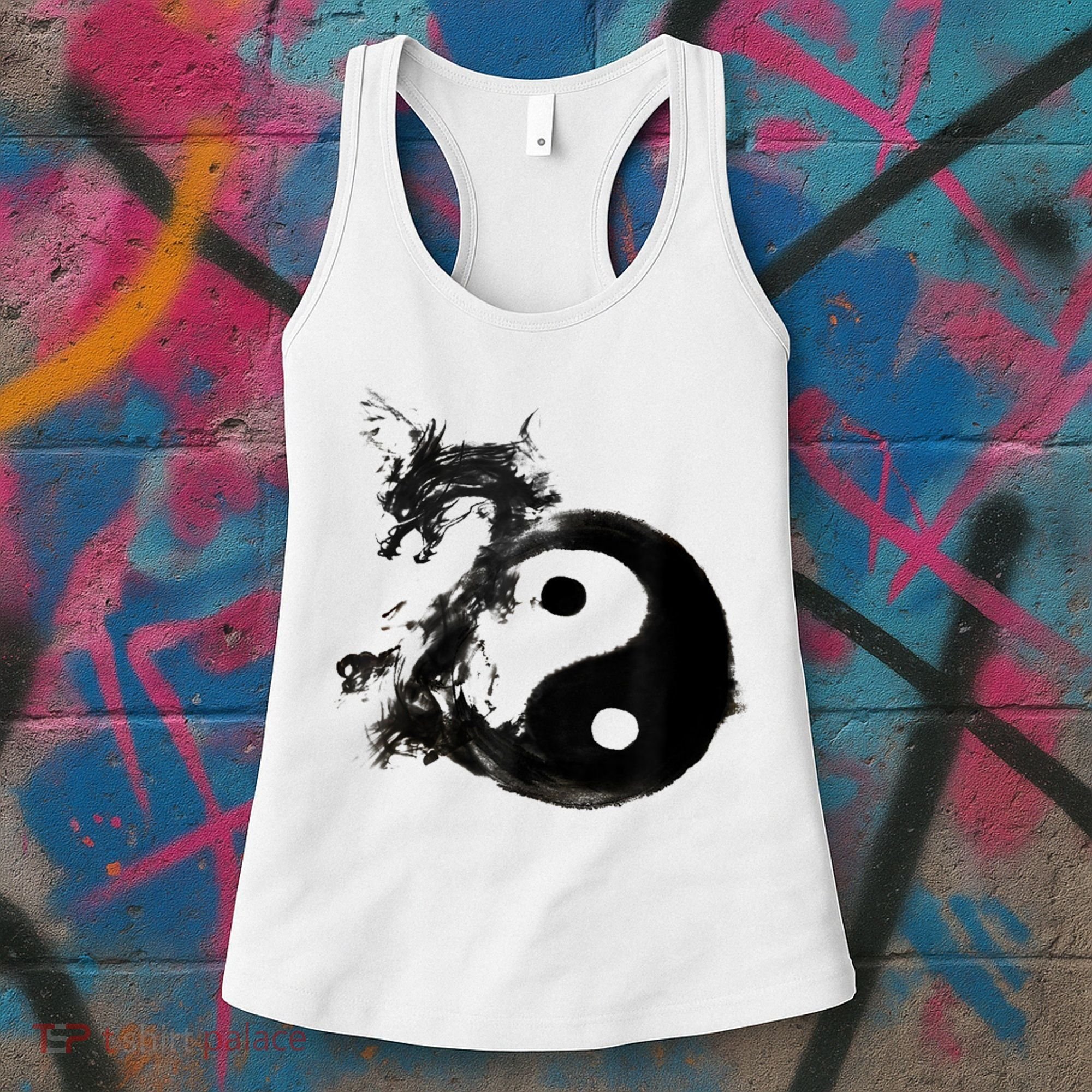 Yin Yang Dragon Water Ink Chinese Tai Chi Women's Tank Top