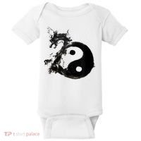 Yin Yang Dragon Water Ink Chinese Tai Chi Baby Bodysuit thumb 0