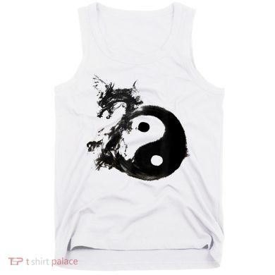 Yin Yang Dragon Water Ink Chinese Tai Chi Tank Top