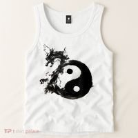 Yin Yang Dragon Water Ink Chinese Tai Chi Tank Top thumb 2