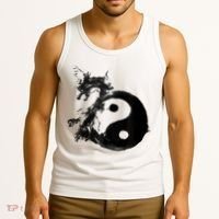Yin Yang Dragon Water Ink Chinese Tai Chi Tank Top thumb 3