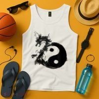 Yin Yang Dragon Water Ink Chinese Tai Chi Tank Top thumb 4