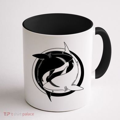 Ying Yang Shark Coffee Mug back