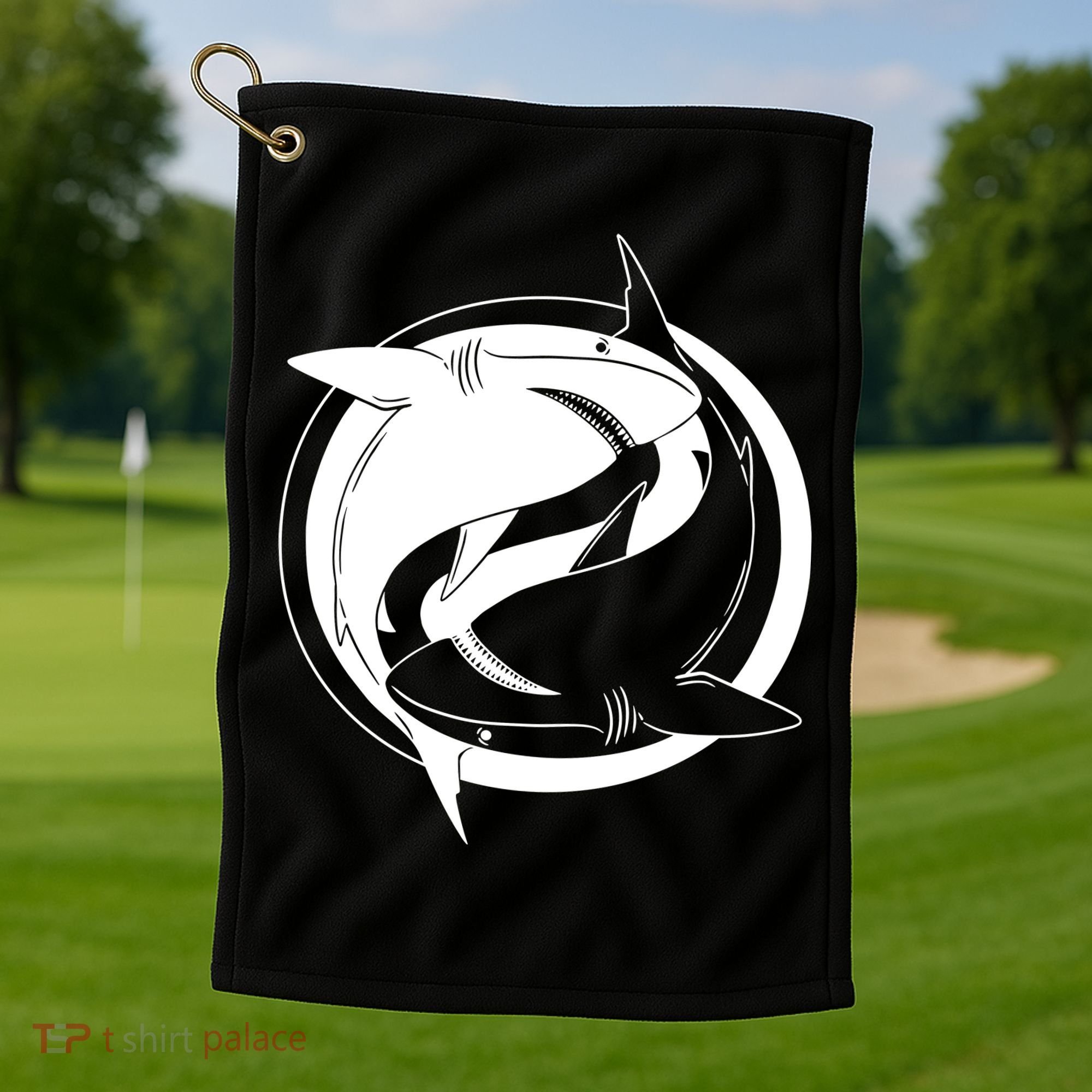 Ying Yang Shark Golf Towel