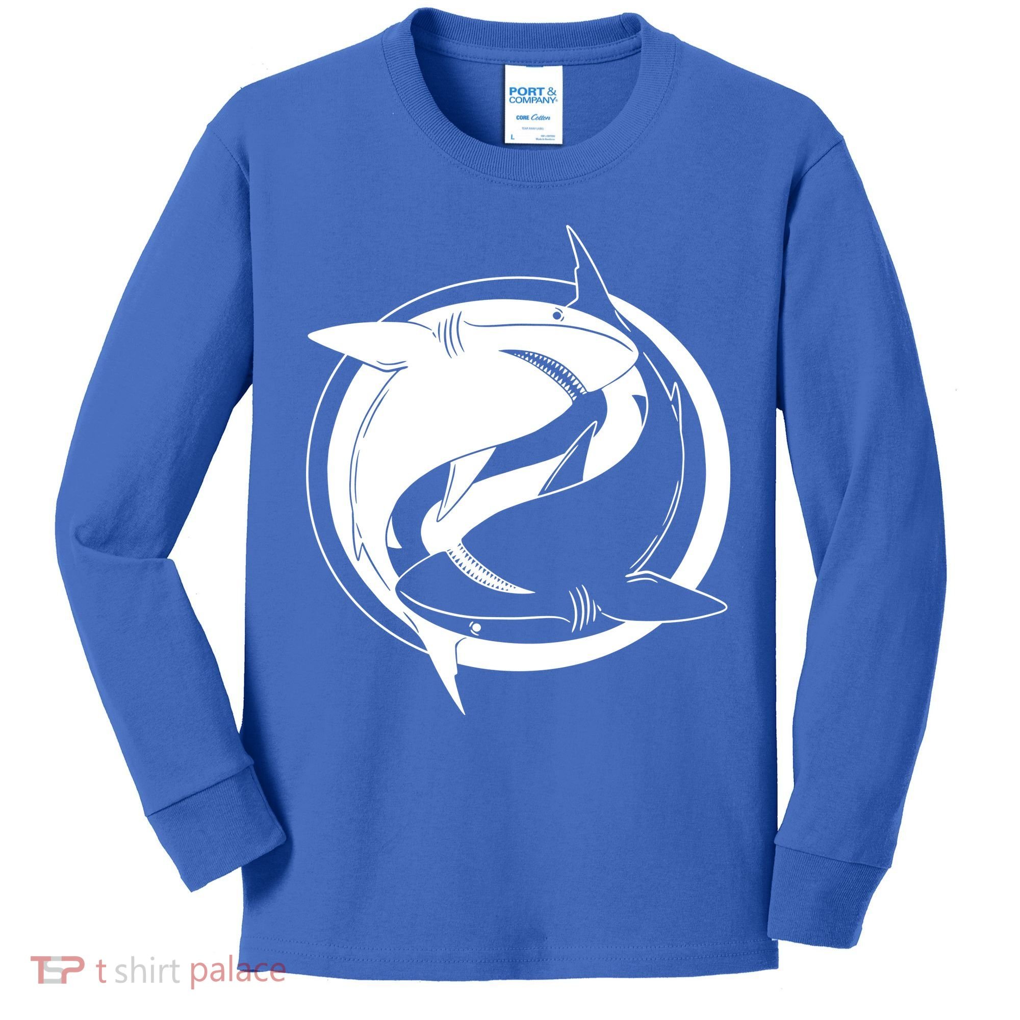 Ying Yang Shark Kids Long Sleeve Shirt