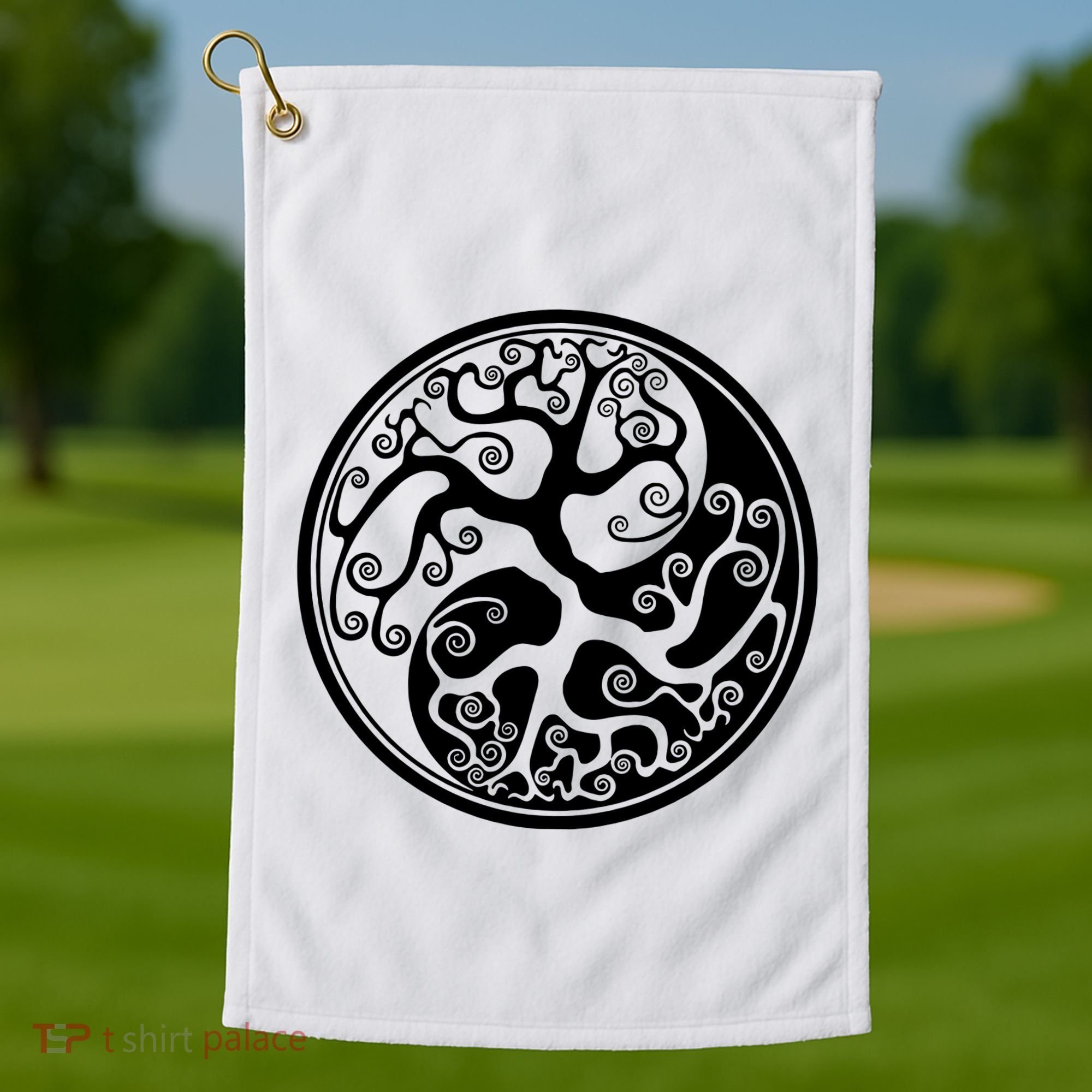 Yin Yang Tree Of Life Golf Towel
