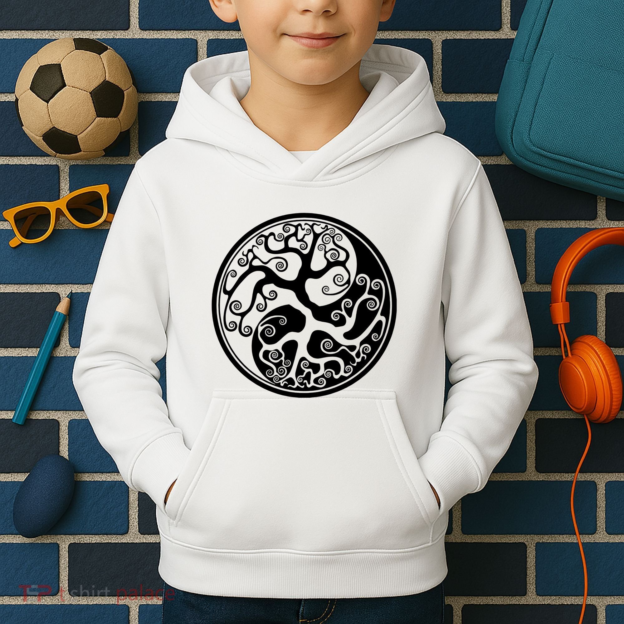 Yin Yang Tree Of Life Kids Hoodie